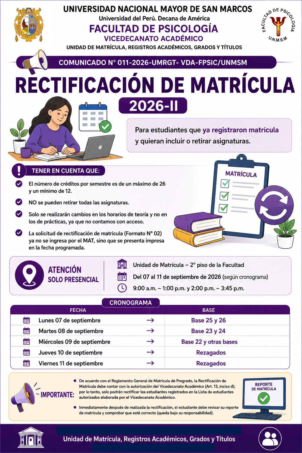 Rectificación de matrícula 2026-II